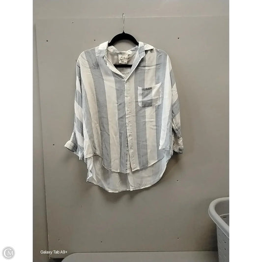 Blouse Long Sleeve By Cme In Brown & White, Size: M