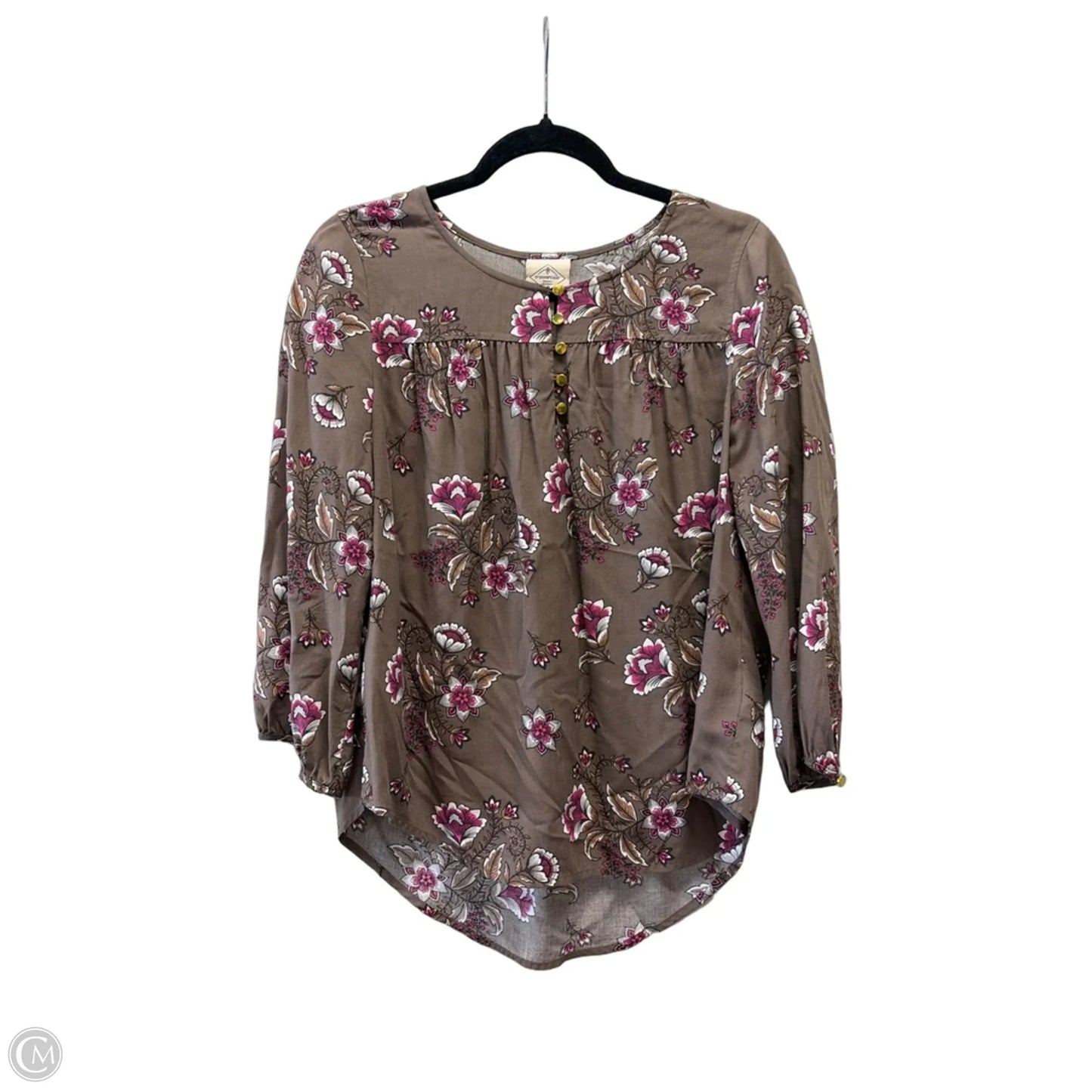 Blouse Long Sleeve By St Johns Bay In Brown, Size: M