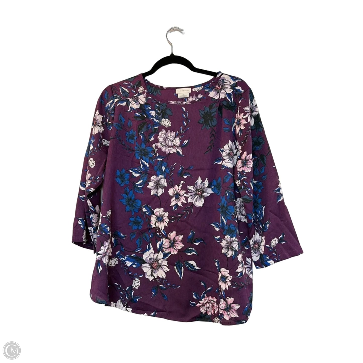 Blouse Long Sleeve By Van Heusen In Purple, Size: M