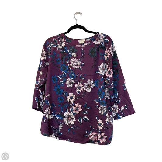 Blouse Long Sleeve By Van Heusen In Purple, Size: M
