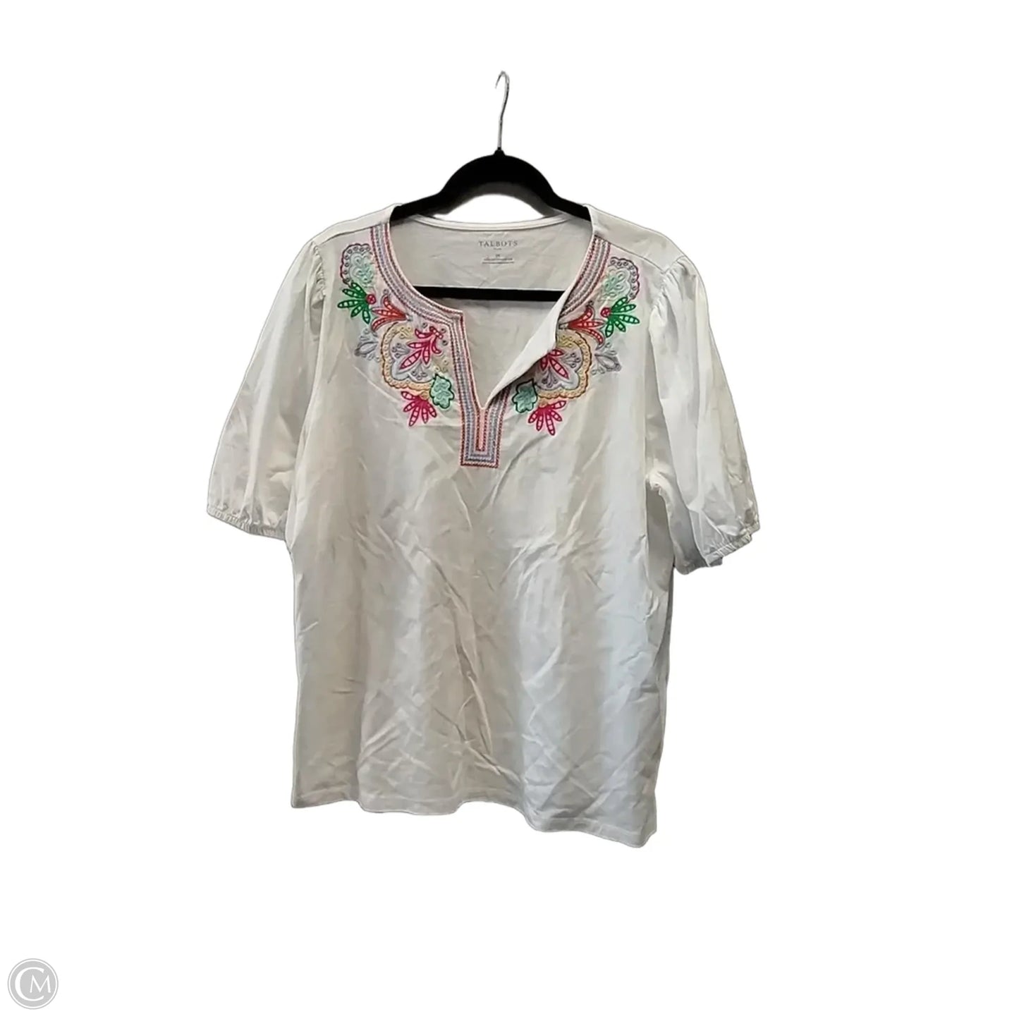 Top Long Sleeve By Talbots In White, Size: 2x