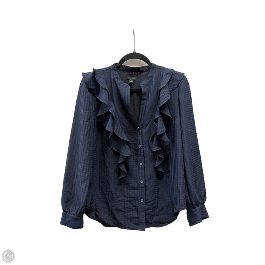 Blouse Long Sleeve By Ann Taylor In Blue, Size: Xs