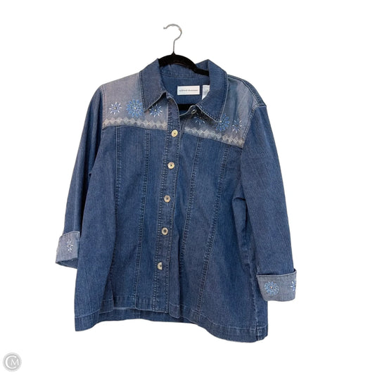 Jacket Denim By Alfred Dunner In Blue Denim, Size: L