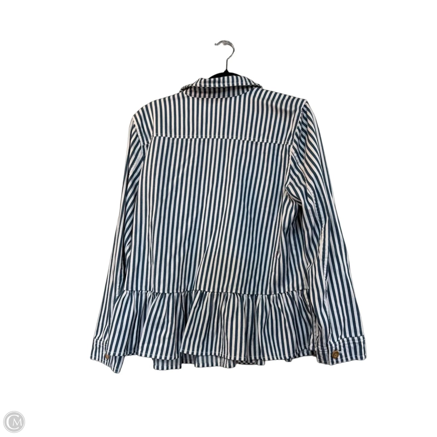 Jacket Denim By D&co. In Striped Pattern, Size: L