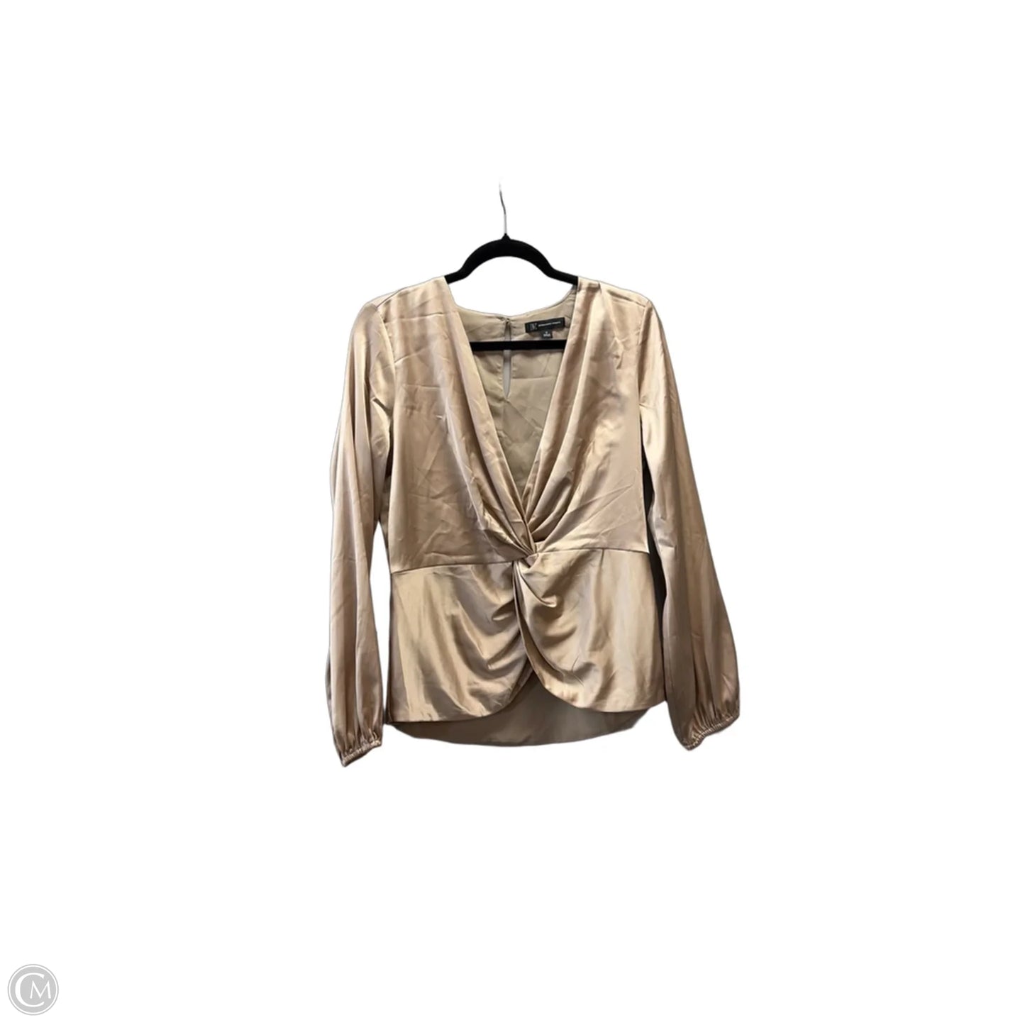 Blouse Long Sleeve By International Concepts In Brown, Size: 10