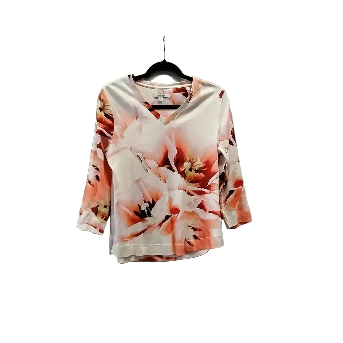 Top Long Sleeve By Chicos In Floral Print, Size: M