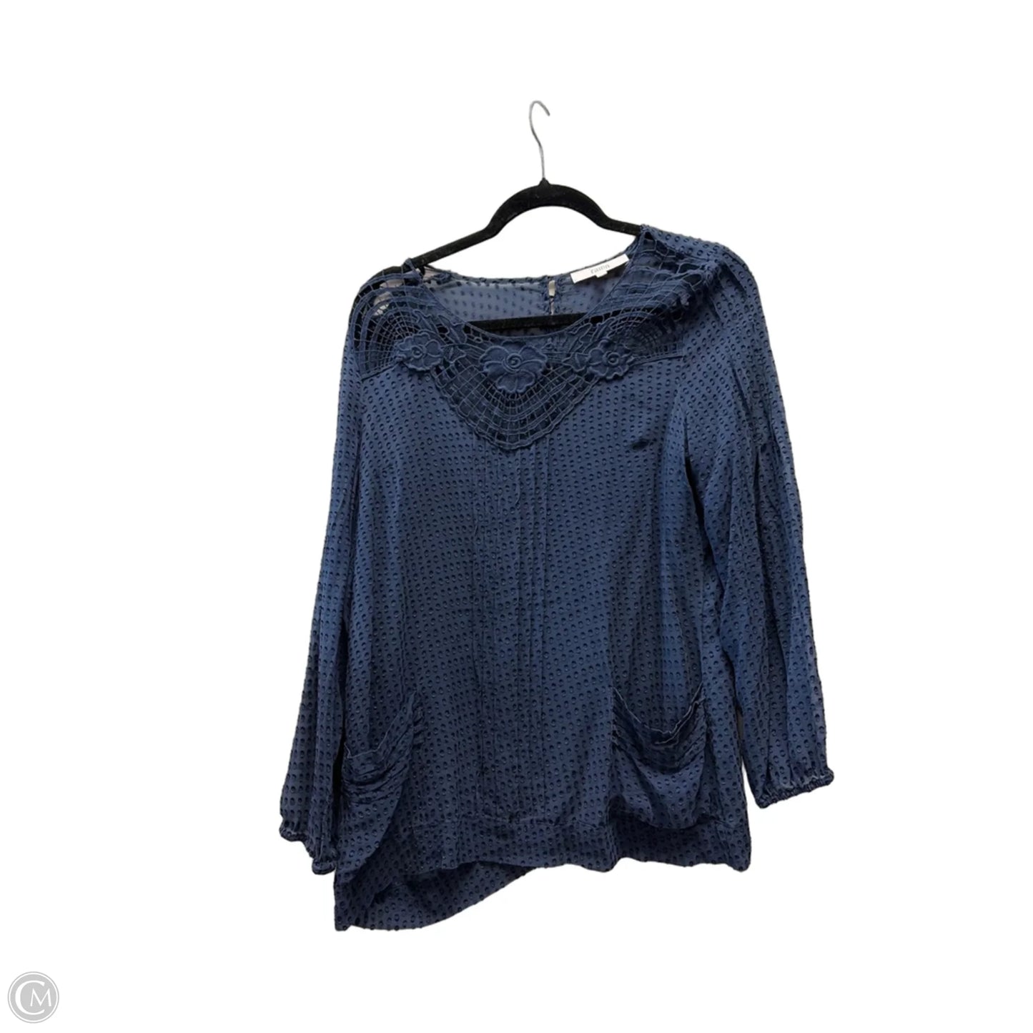 Blouse Long Sleeve By Clothes Mentor In Blue, Size: L
