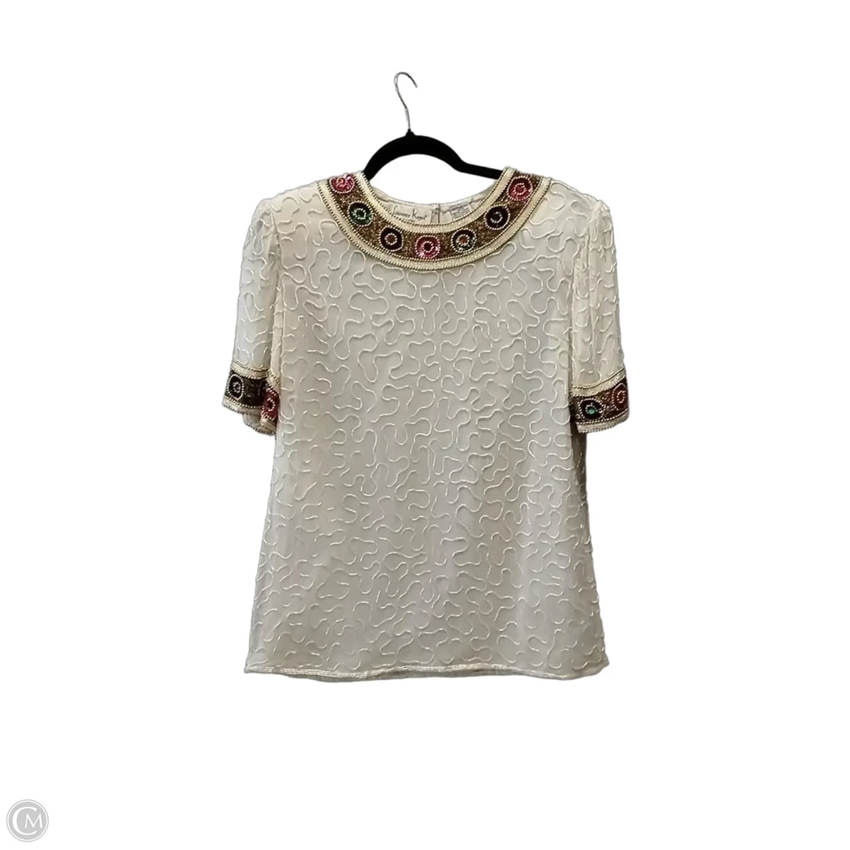 Blouse Short Sleeve By Clothes Mentor In White, Size: S