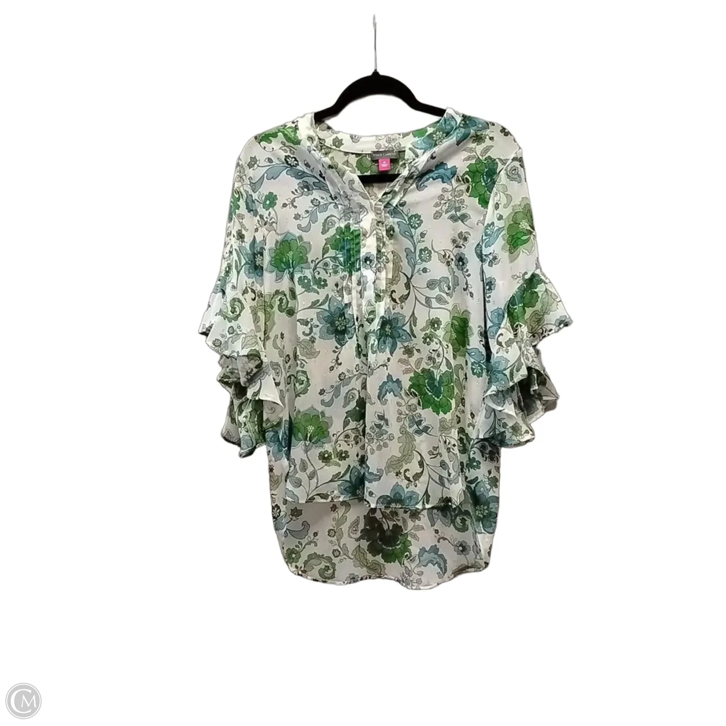 Blouse Short Sleeve By Vince Camuto In Paisley Print, Size: M