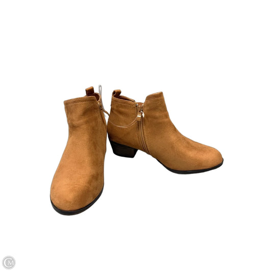 Boots Ankle Heels By Forever In Brown, Size: 6.5