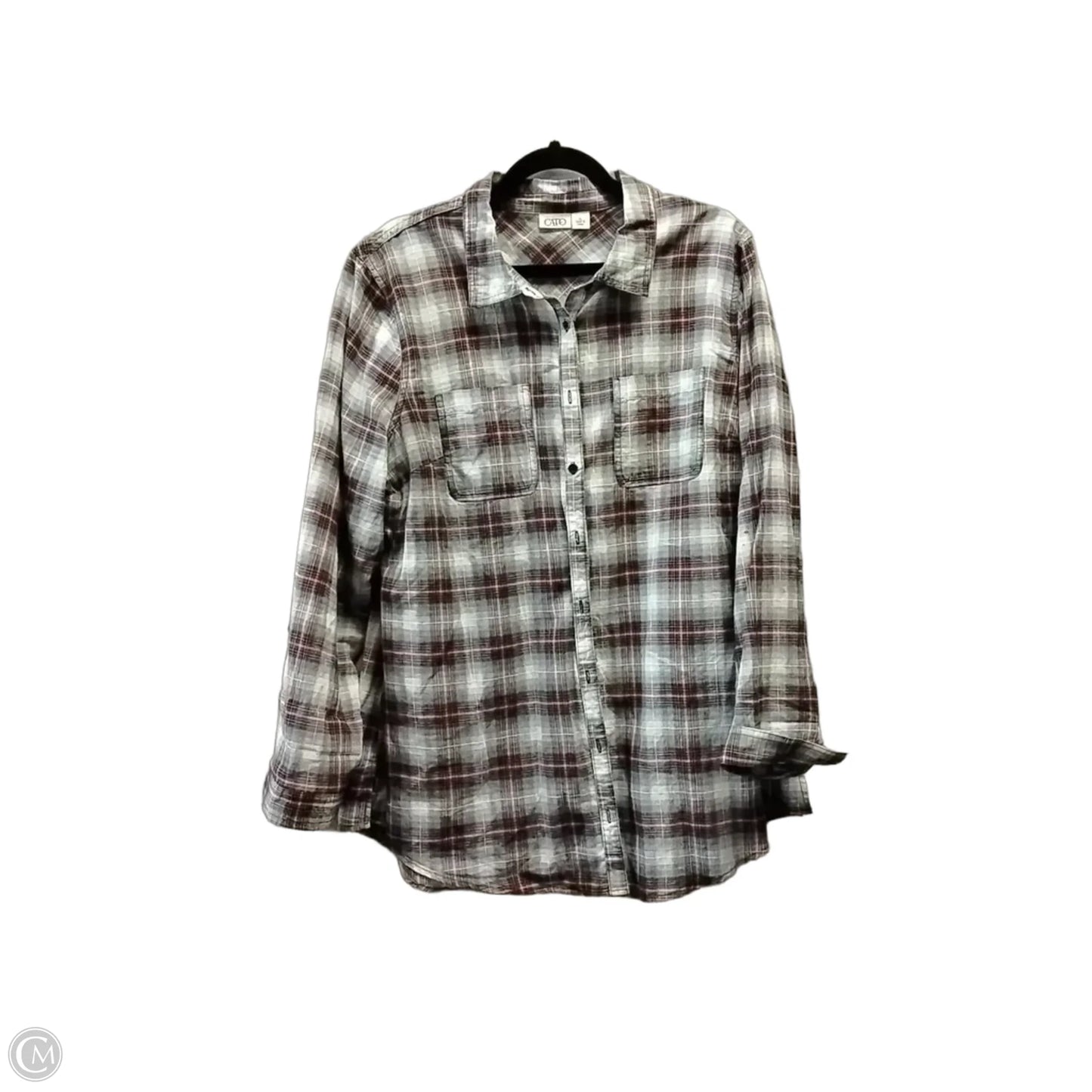 Top Long Sleeve By Cato In Plaid Pattern, Size: Xl