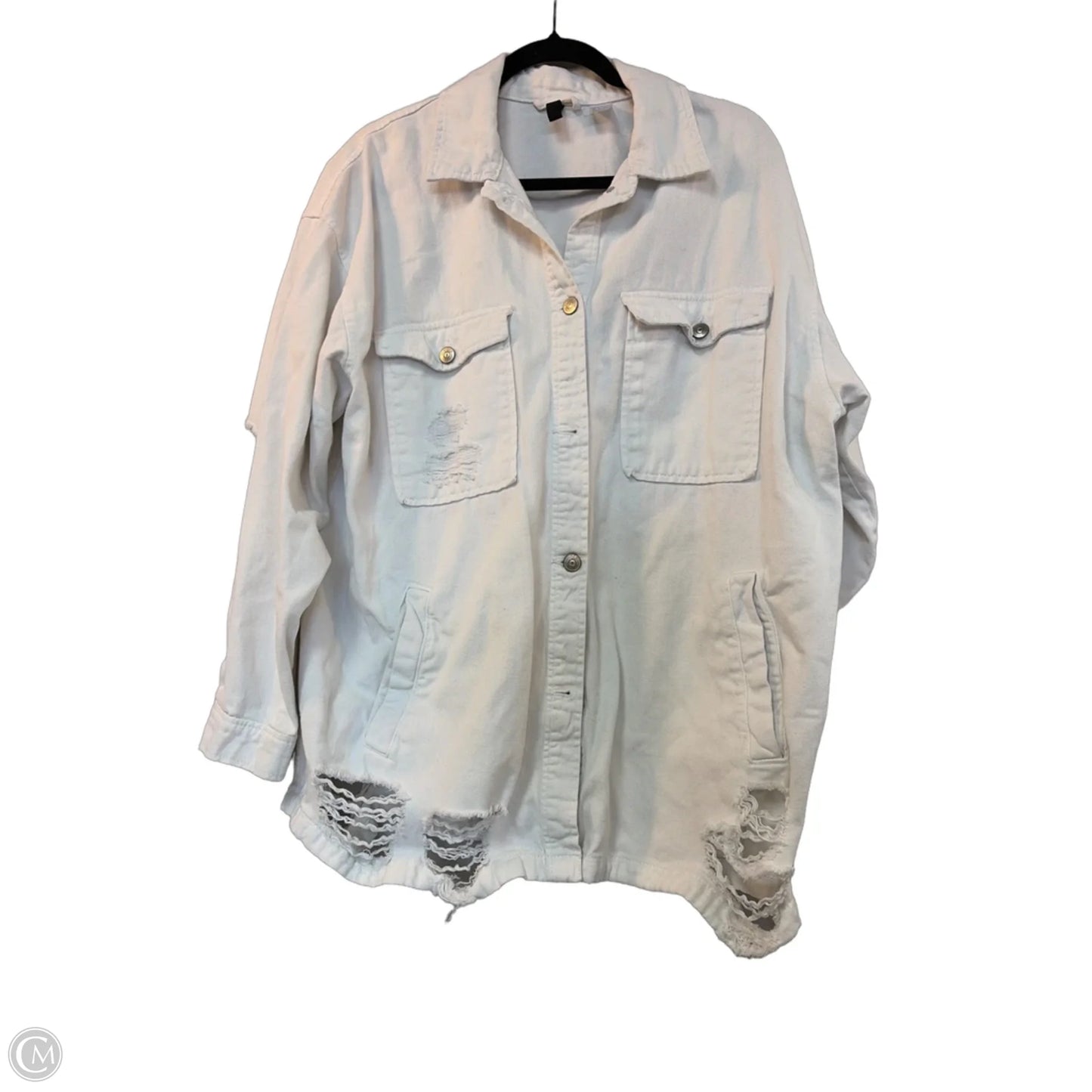 Jacket Denim By Divided In White, Size: L