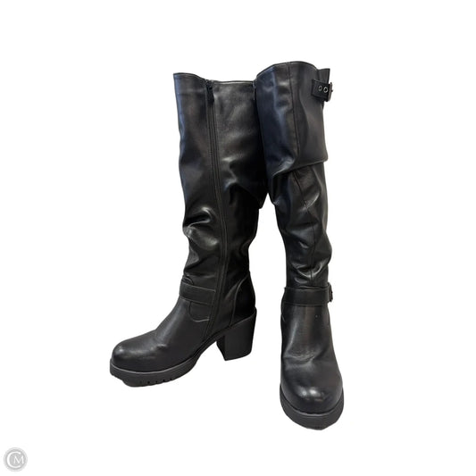 Boots Knee Heels By Clothes Mentor In Black, Size: 8