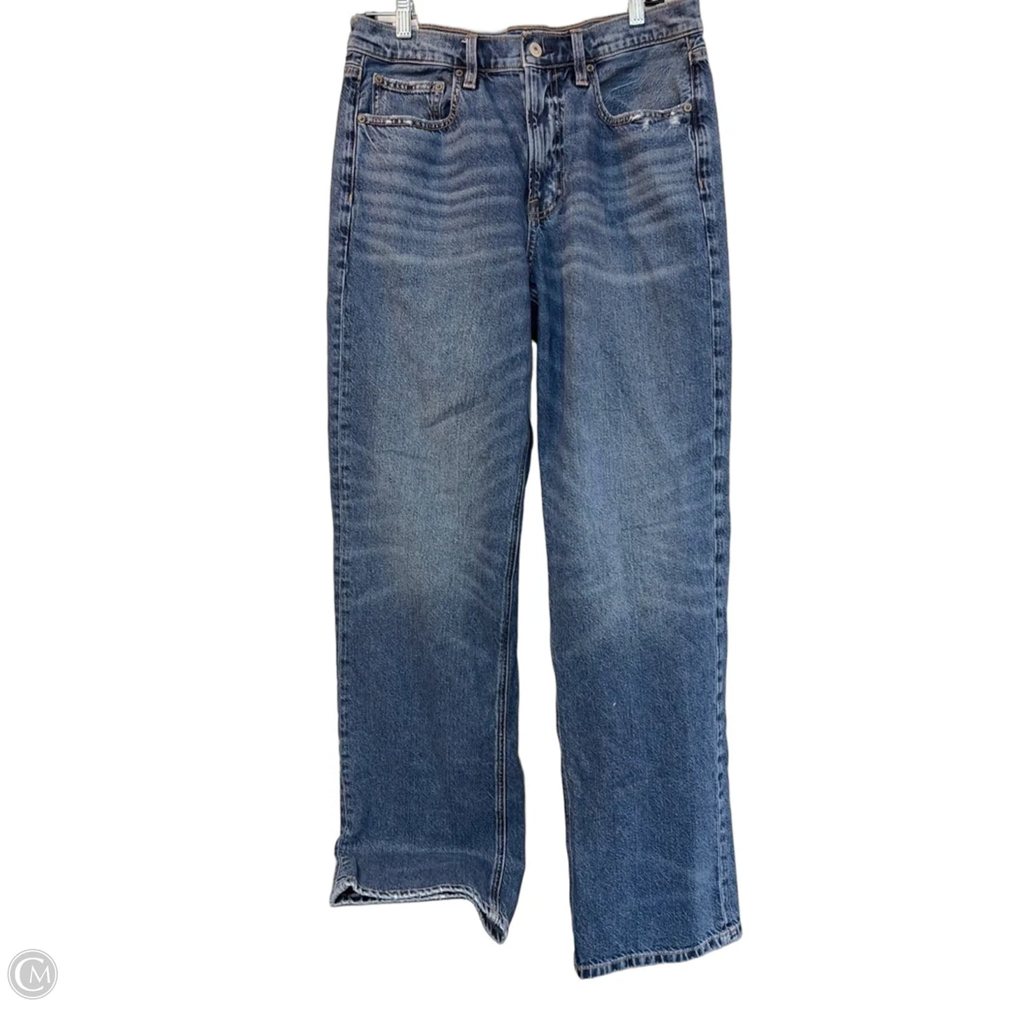 Jeans Straight By American Eagle In Blue Denim, Size: 8