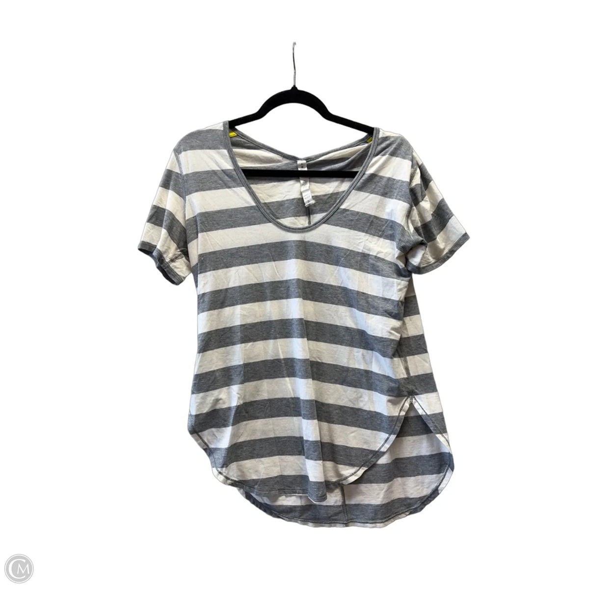 Athletic Top Short Sleeve By Lululemon In Striped Pattern, Size: M