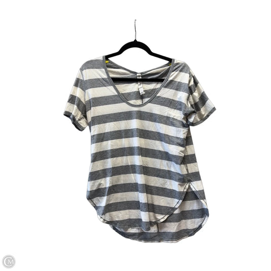 Athletic Top Short Sleeve By Lululemon In Striped Pattern, Size: M
