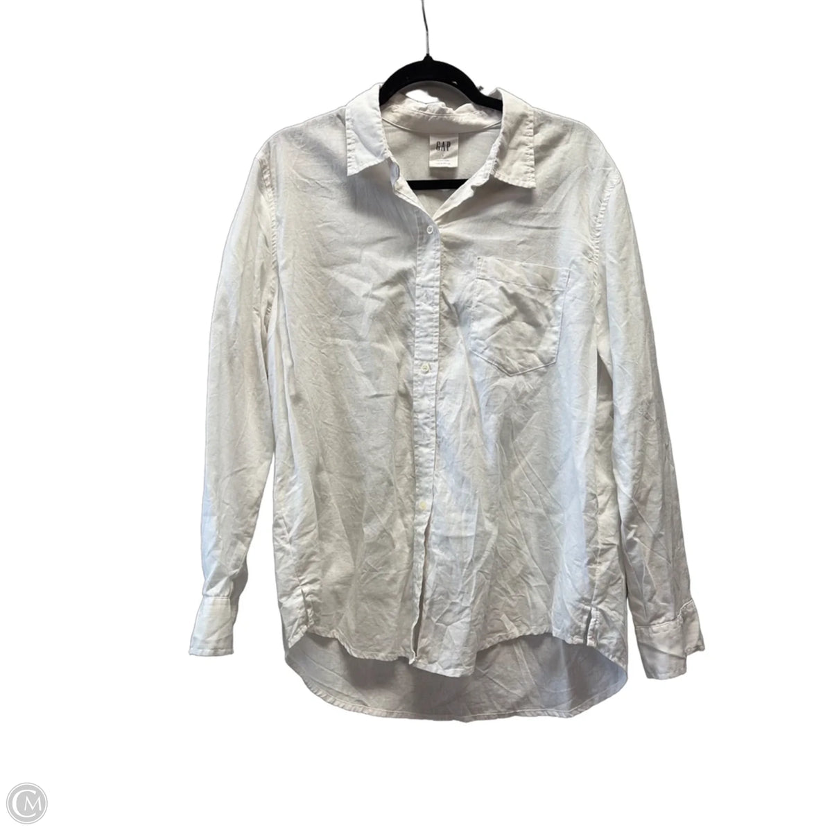 Top Long Sleeve By Gap In White, Size: L