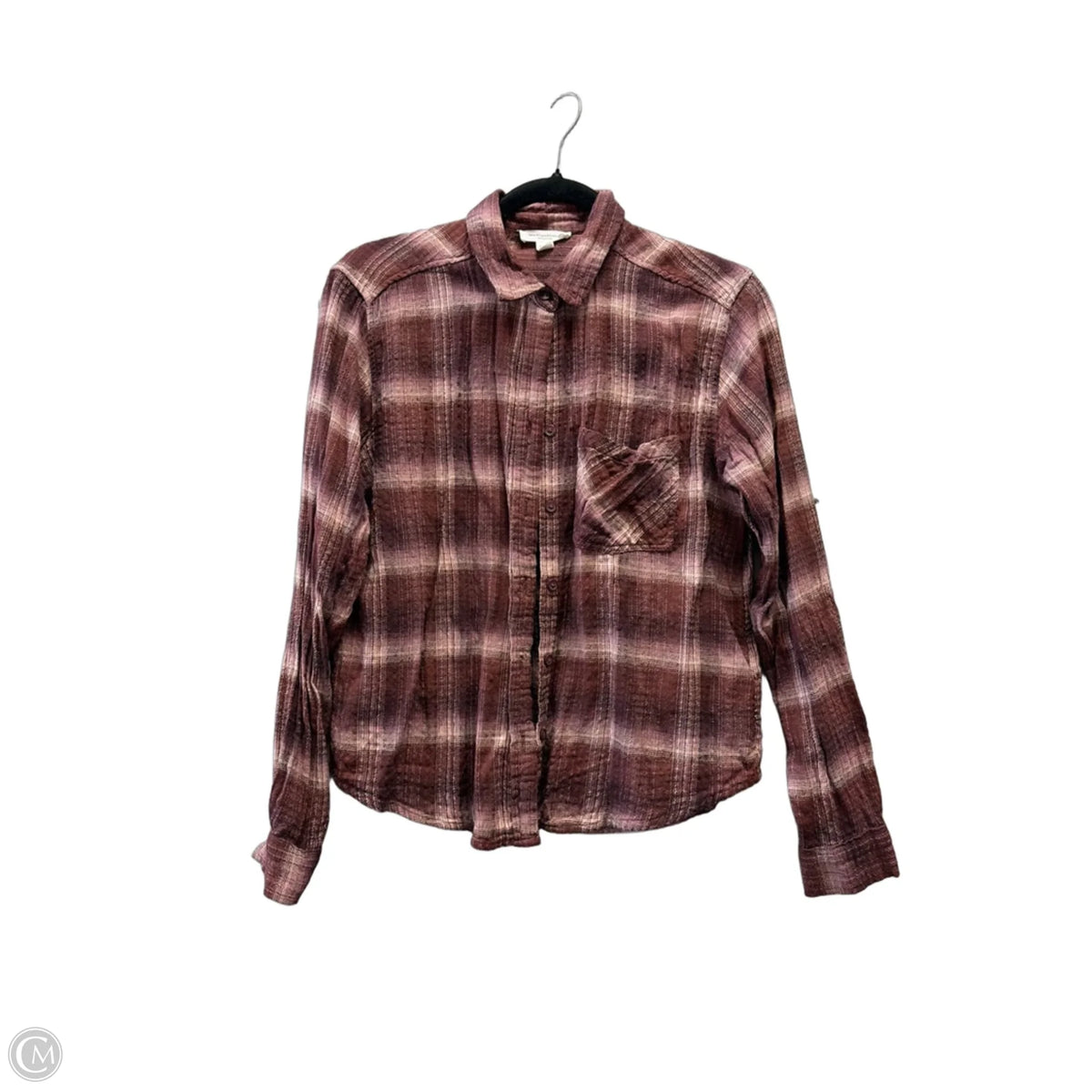 Top Long Sleeve By Beachlunchlounge In Plaid Pattern, Size: S