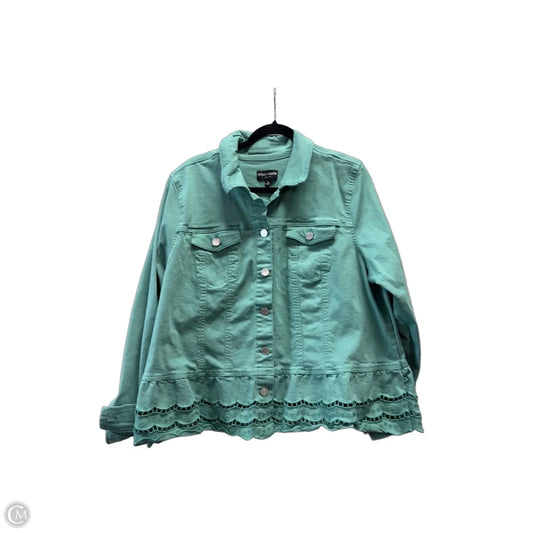 Jacket Denim By Susan Graver In Green, Size: Xl