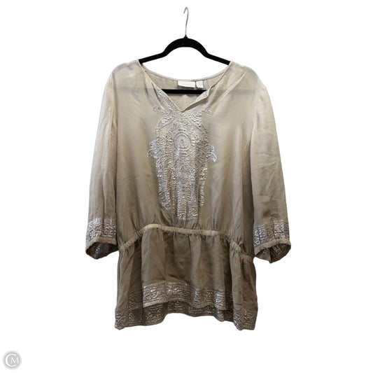 Blouse Long Sleeve By Chicos In Brown, Size: L