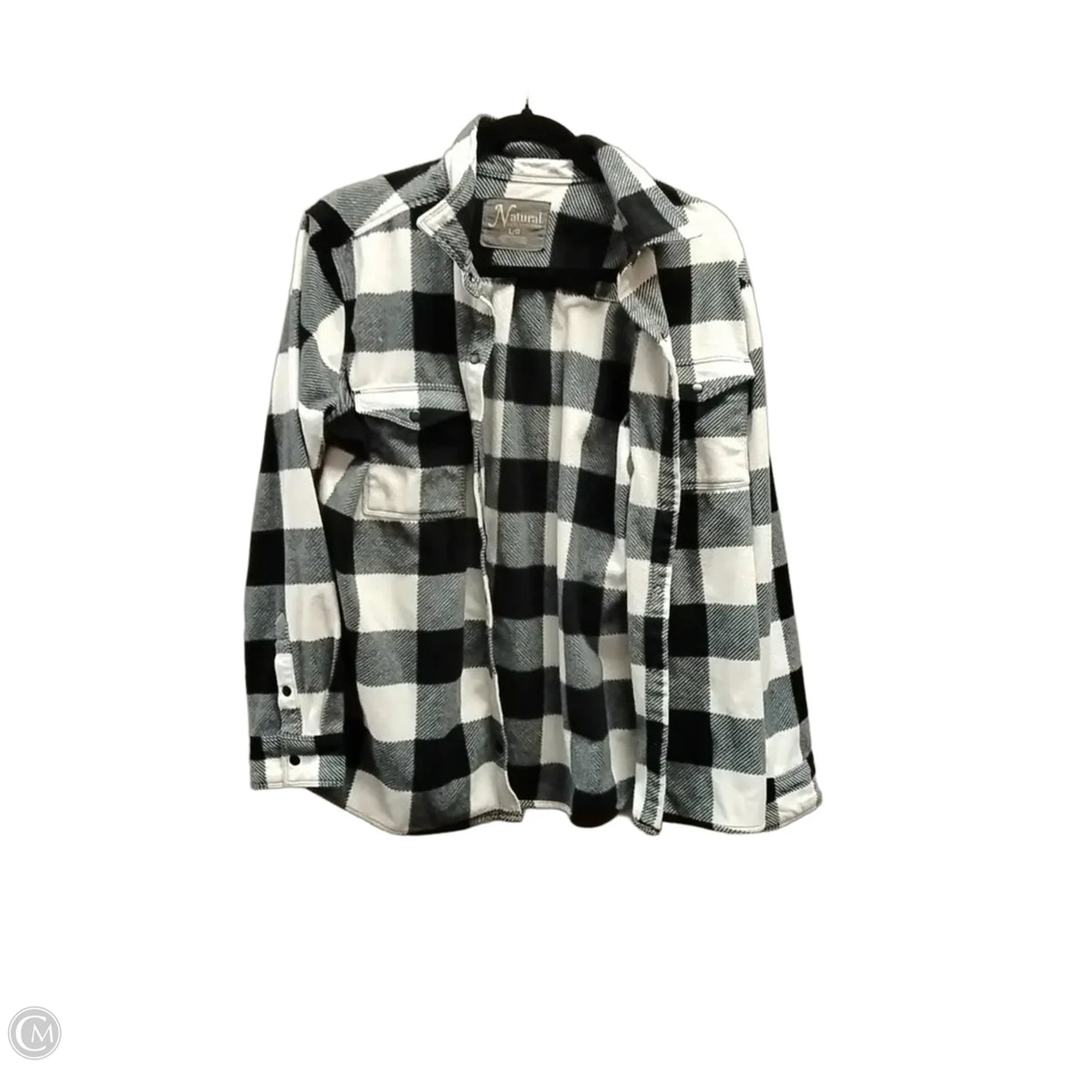 Jacket Shirt By Natural Reflections In Plaid Pattern, Size: L