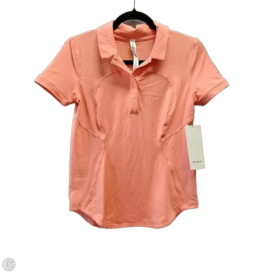 Athletic Top Short Sleeve By Lululemon In Orange, Size: S