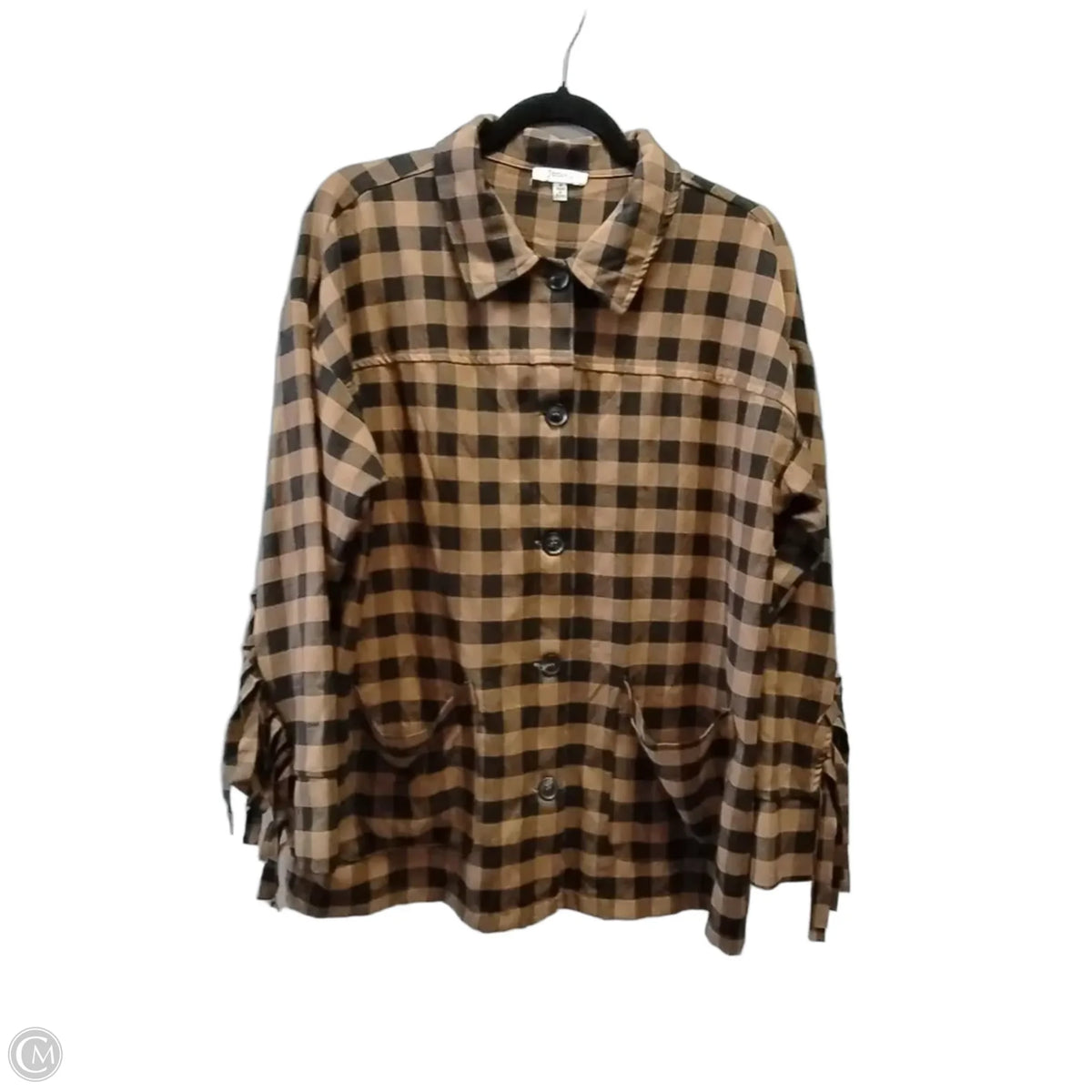 Top Long Sleeve By Jodifl In Plaid Pattern, Size: M