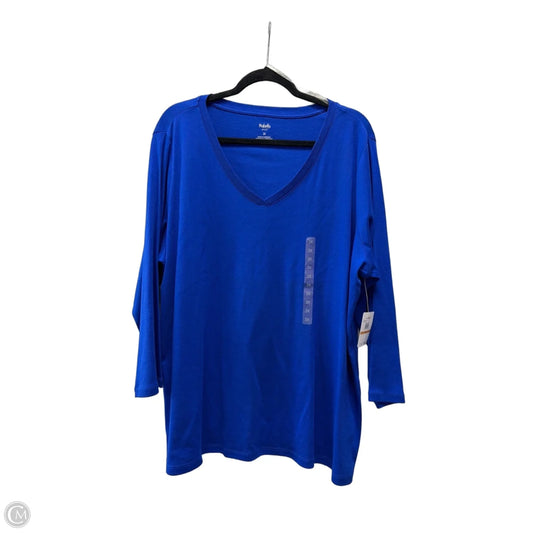 Athletic Top Long Sleeve Collar By Rafaella In Blue, Size: 3x