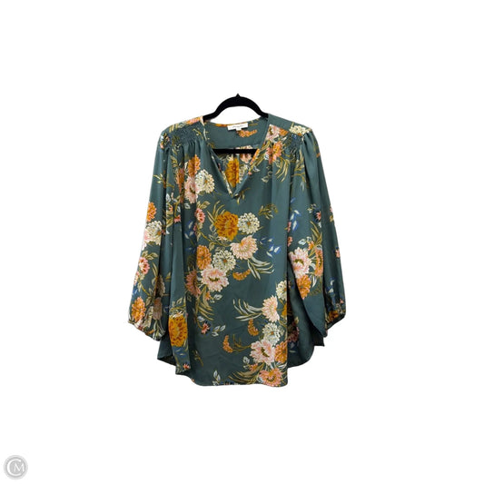 Blouse Long Sleeve By Monday Fun In Floral Print, Size: 1x