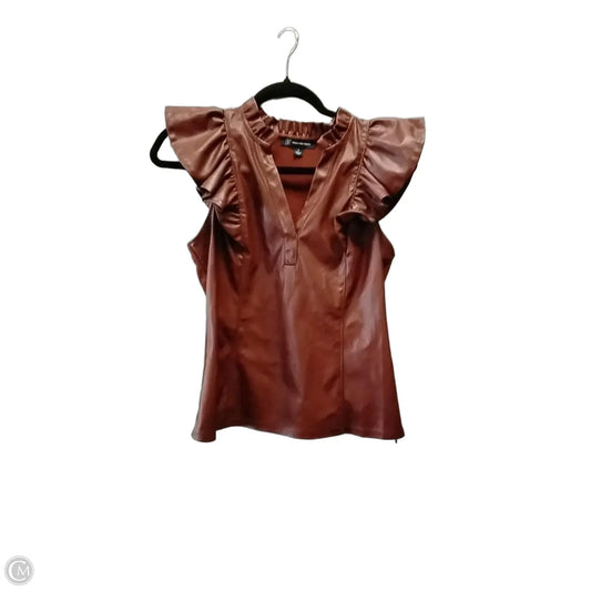 Top Short Sleeve By International Concepts In Brown, Size: S
