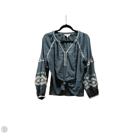 Blouse Long Sleeve By Liverpool In Blue, Size: L