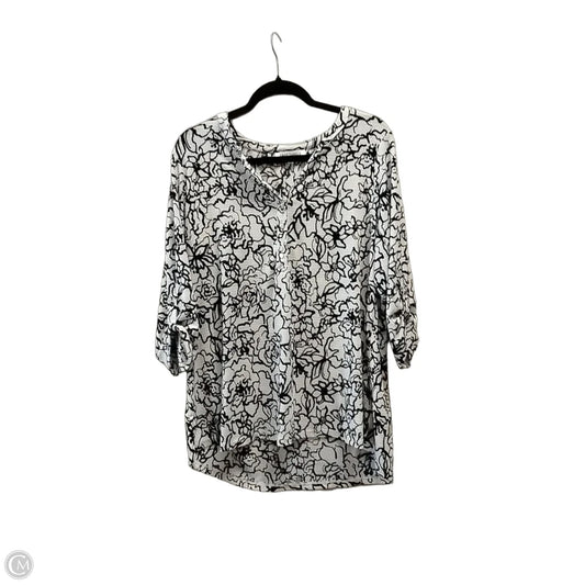 Blouse Long Sleeve By Emily Daniels In Black & White, Size: Xl