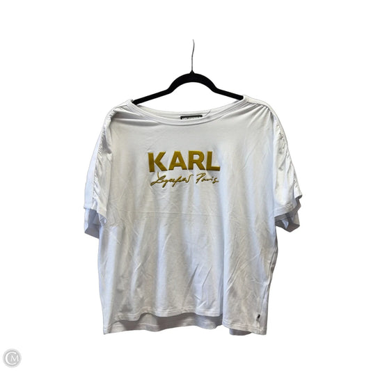 Top Short Sleeve Designer By Karl Lagerfeld In White, Size: Xl