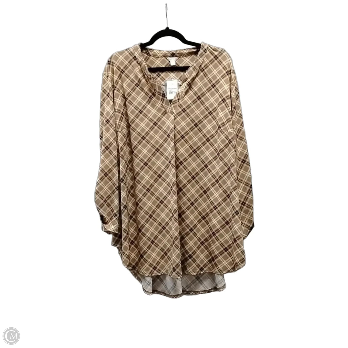 Blouse Long Sleeve By Cato In Plaid Pattern, Size: 3x