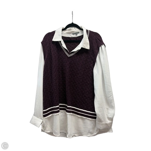 Sweater By Adrianna Papell In Purple, Size: Xxl