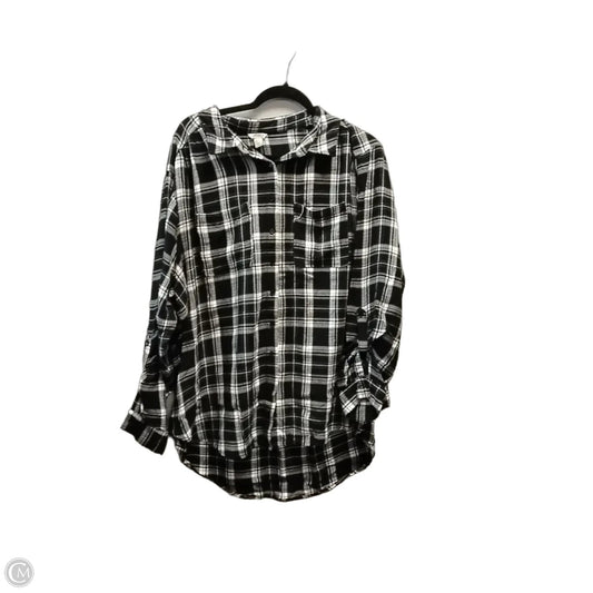 Top Long Sleeve By Cato In Plaid Pattern, Size: 1x