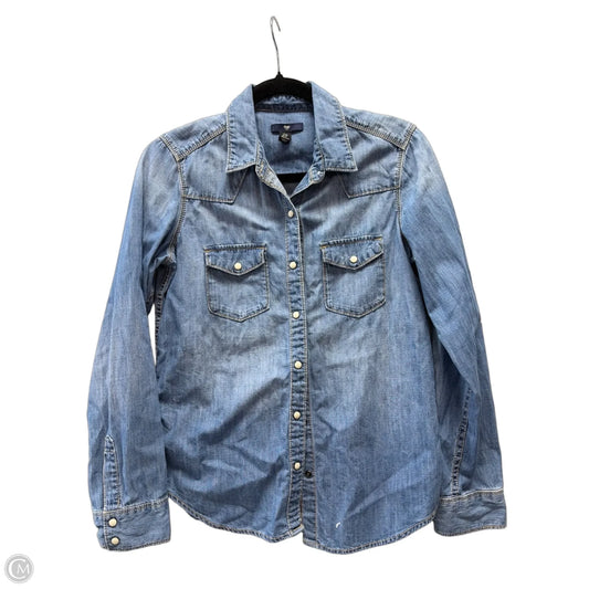 Top Long Sleeve By Gap In Blue Denim, Size: Xs