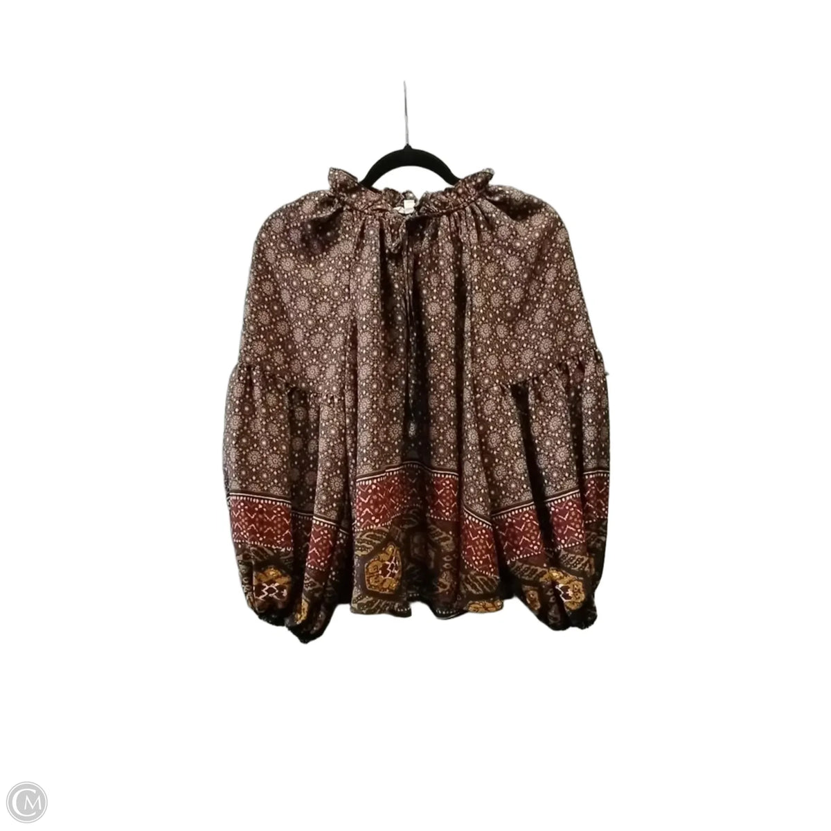 Blouse Long Sleeve By Blu Pepper In Geometric Pattern, Size: S