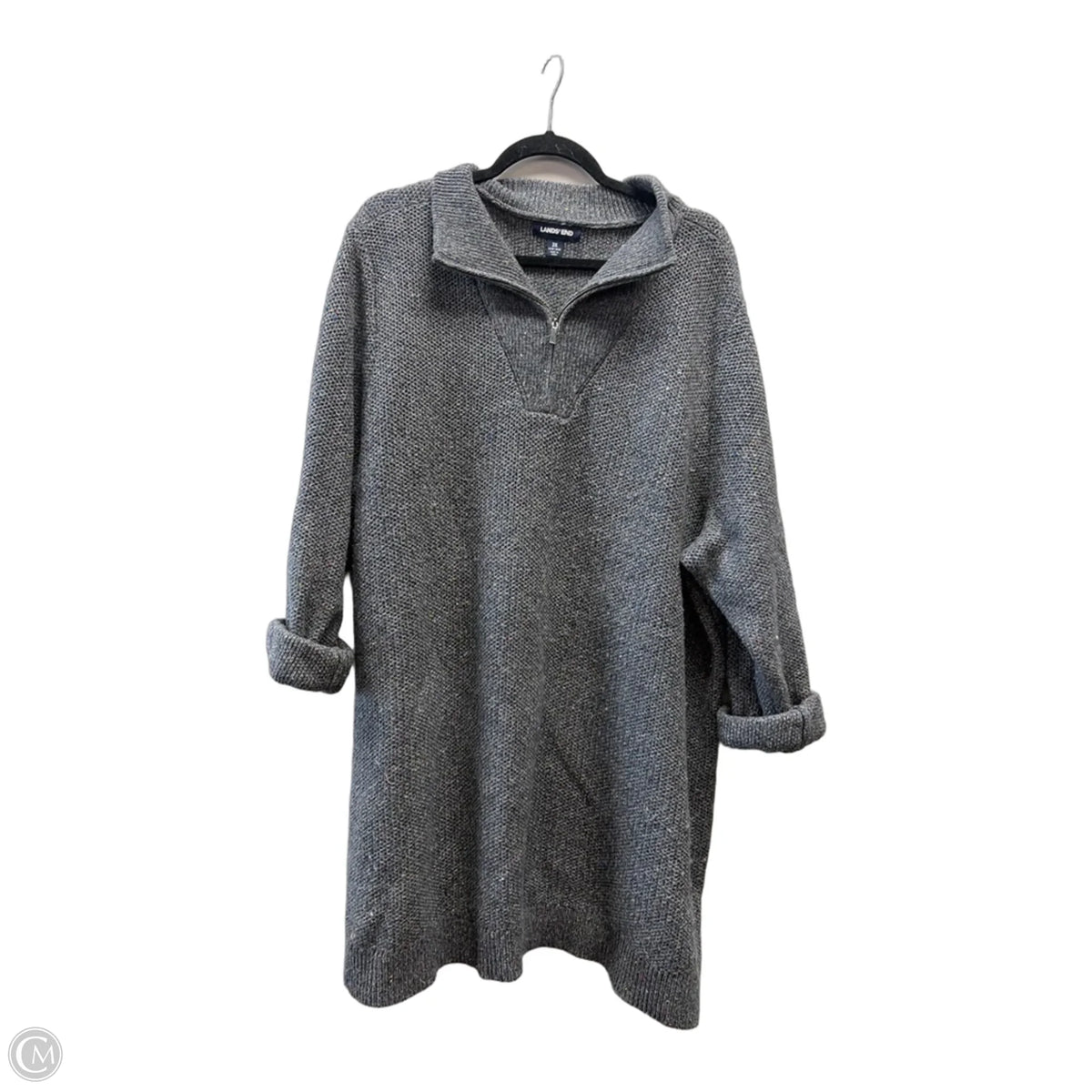 Sweater By Lands End In Grey, Size: 3x