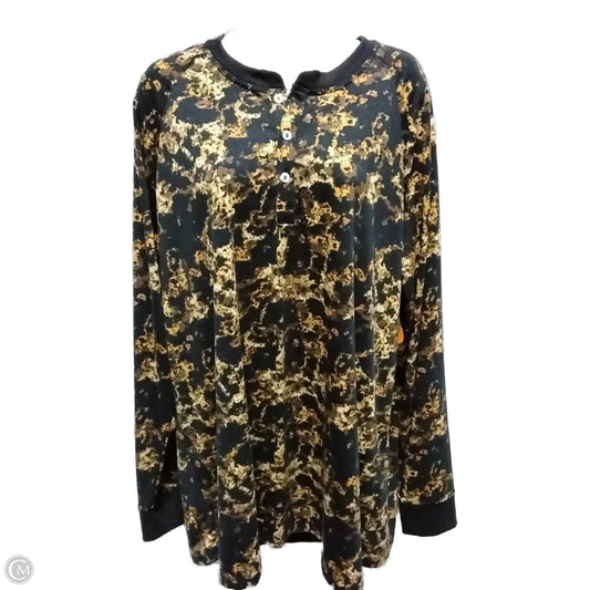 Top Long Sleeve By Lularoe In Black & Gold, Size: 2x
