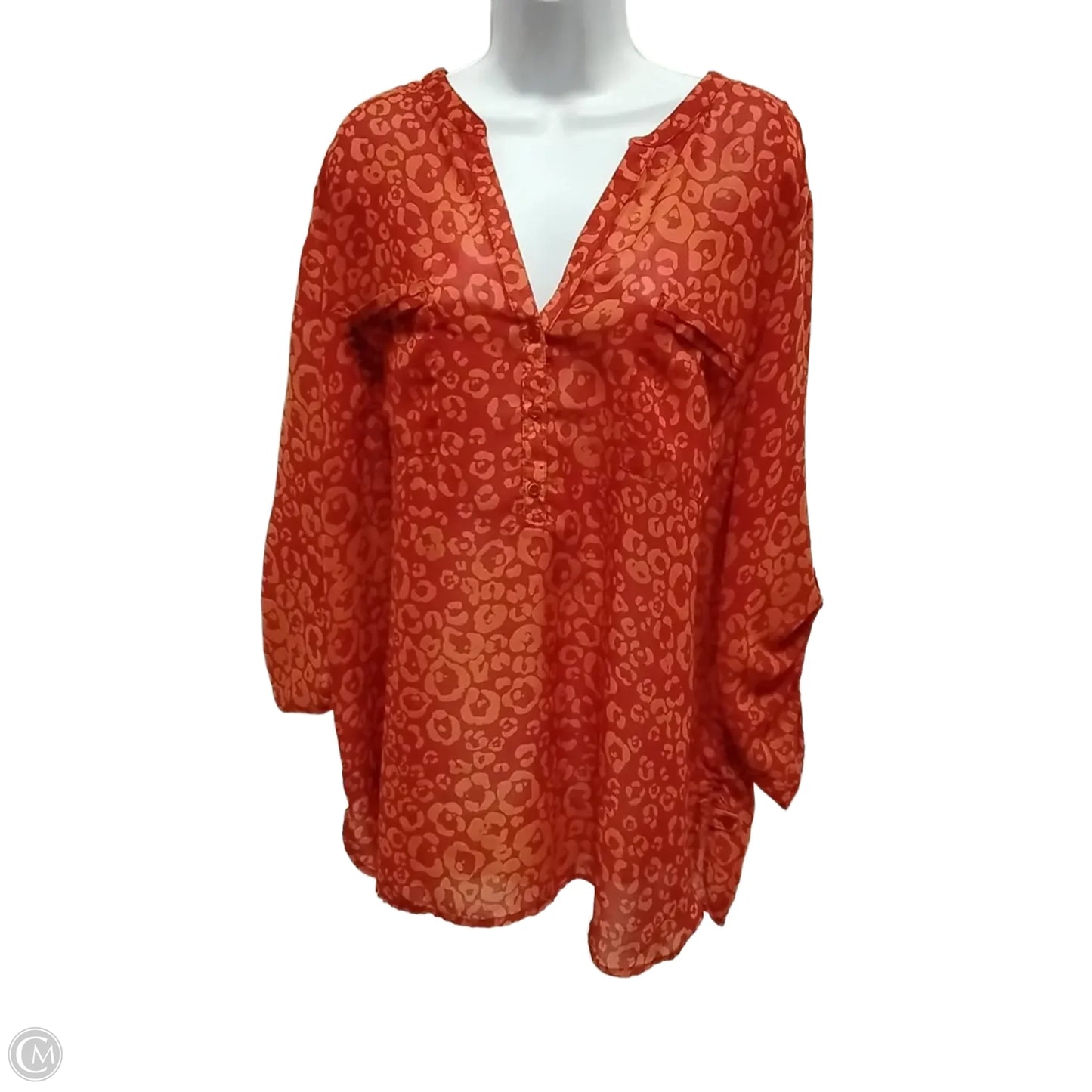 Blouse Long Sleeve By Apt 9 In Red, Size: 2x