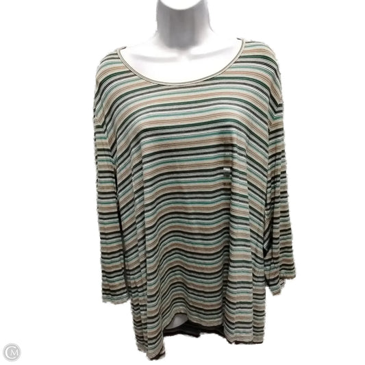 Top Long Sleeve By Liz Claiborne In Striped Pattern, Size: 3x