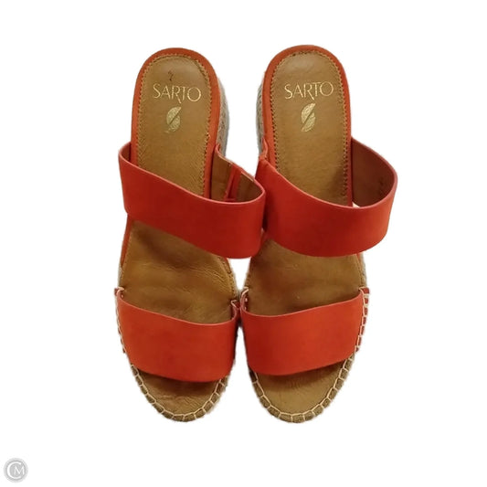 Sandals Flats By Clothes Mentor In Orange, Size: 10