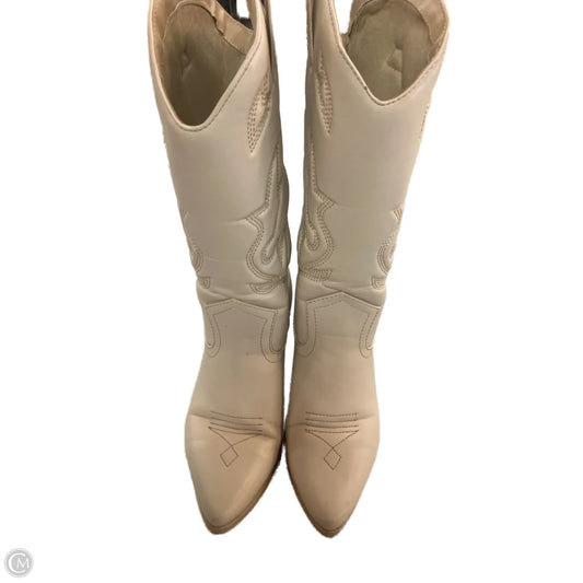Boots Mid-calf Heels By Soda In White, Size: 8