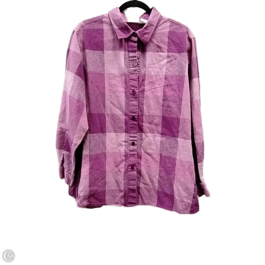 Top Long Sleeve By Liz Baker In Plaid Pattern, Size: 2x