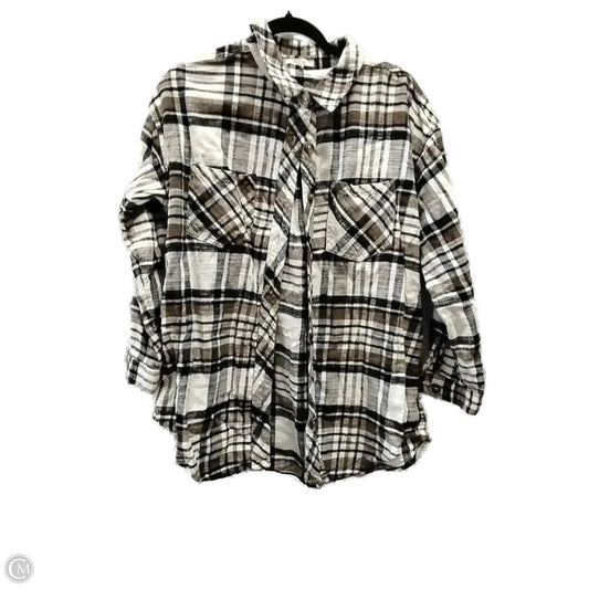 Top Long Sleeve By Maurices In Plaid Pattern, Size: L
