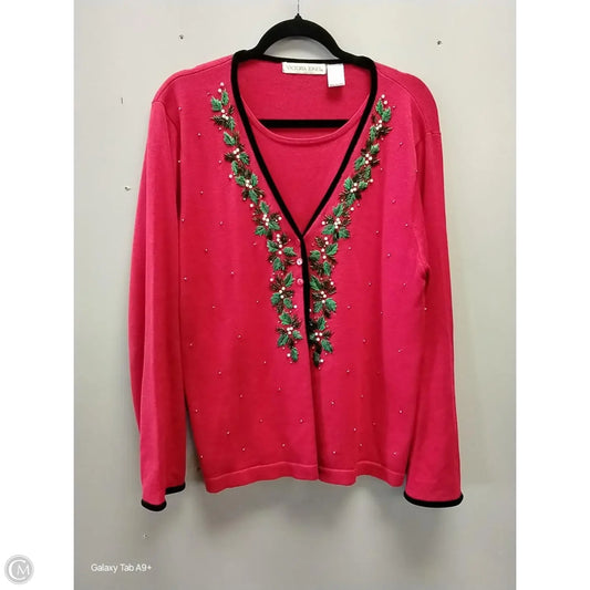 Top Long Sleeve By Victoria Jones In Red, Size: L