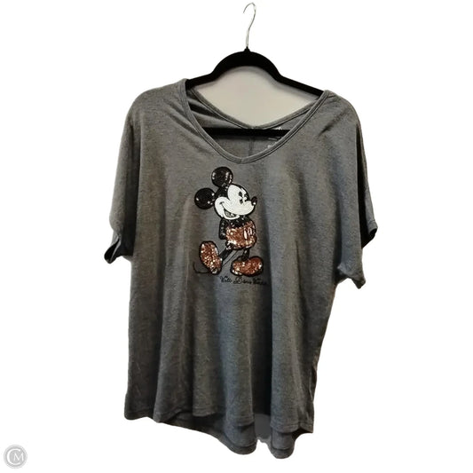 Top Short Sleeve By Disney In Grey, Size: M
