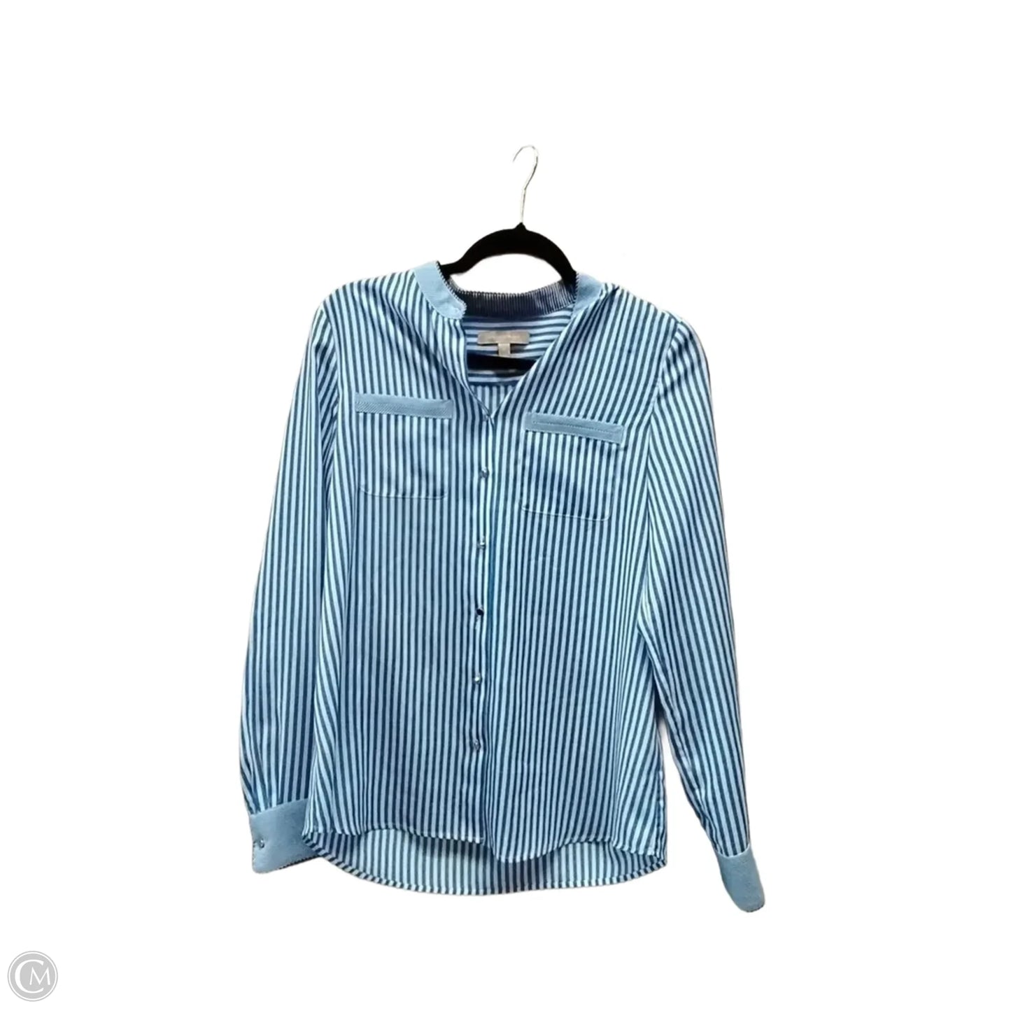 Blouse Long Sleeve By Banana Republic In Striped Pattern, Size: S