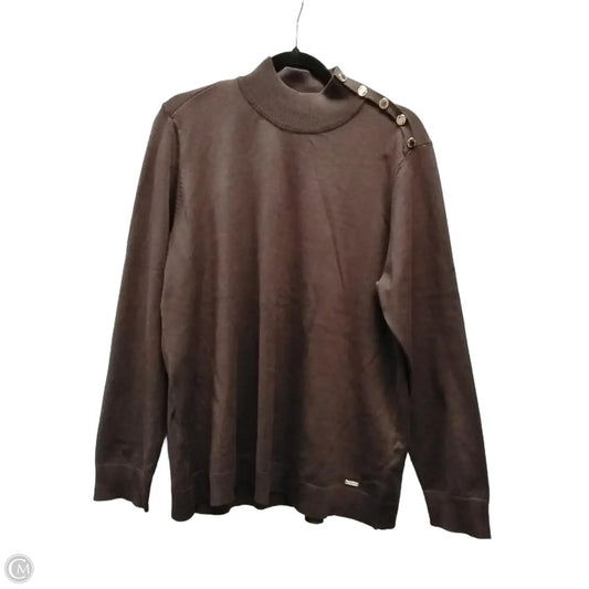 Top Long Sleeve By Calvin Klein In Brown, Size: Xl